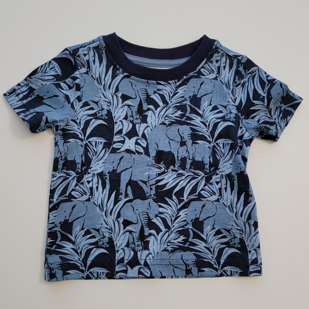 Janie and Jack Blue Elephant Print T-Shirt Cotton for Baby (3-6M)